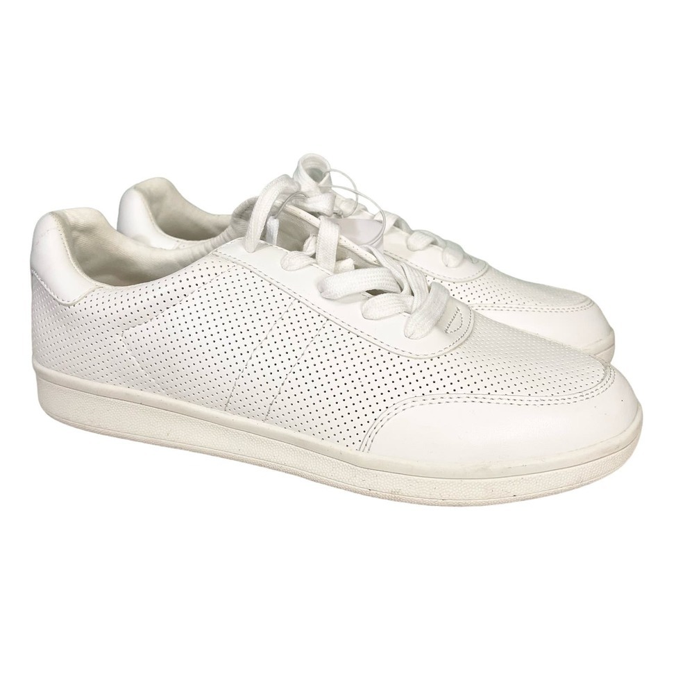 Old Navy Women's White Leather Lace Up Ankle Classic Sneaker Shoes Size 10 NWT